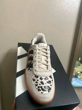 adidas Leopard-Accent Gazelle-Inspired Sneaker in Beige, Black and Brown